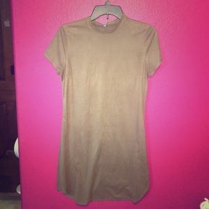 camel faux suede dress